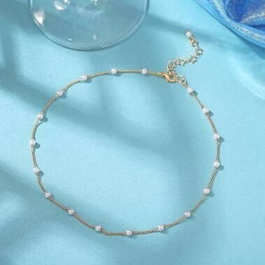 Elegant Pearl and Chain Anklet Bowlift