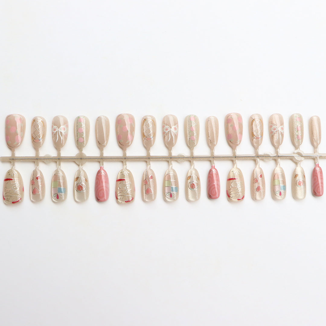 Decorative Press-On Nail Art Set with Artistic Designs Bowlift