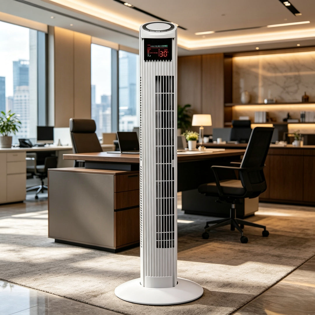 Cooling vertical oscillating tower fan with digital LED display and remote control Bowlift