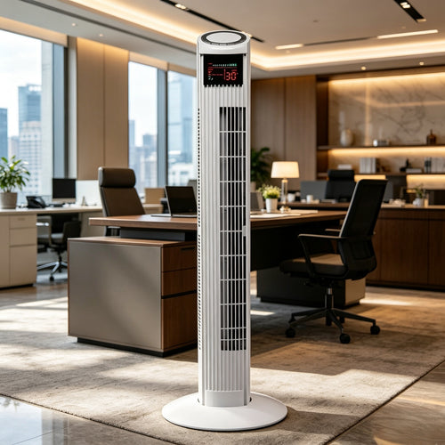 Cooling vertical oscillating tower fan with digital LED display and remote control Bowlift