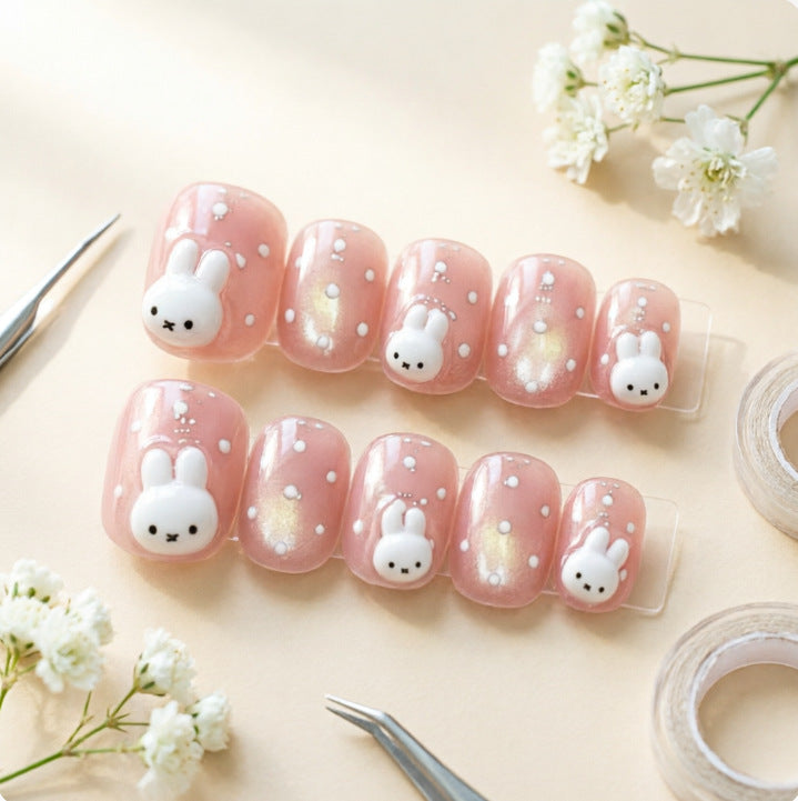 Cute Bunny Design Artificial Nails Bowlift