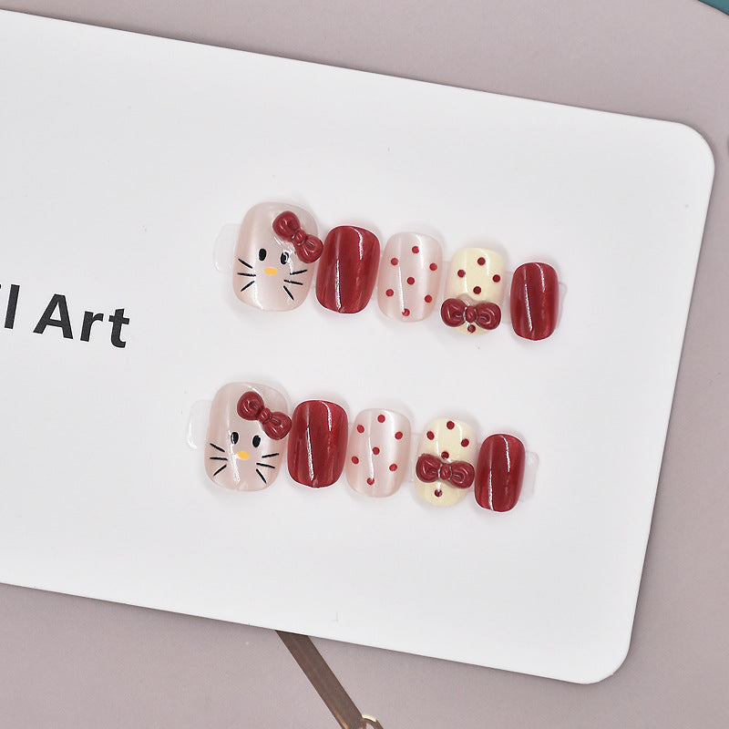 Glamorous Heart-Themed Press-On Nail Set Bowlift