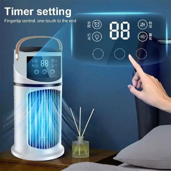 Unisex universal size portable tower evaporative air cooler with LED touch display programmable thermostat and ergonomic carrying handle Bowlift