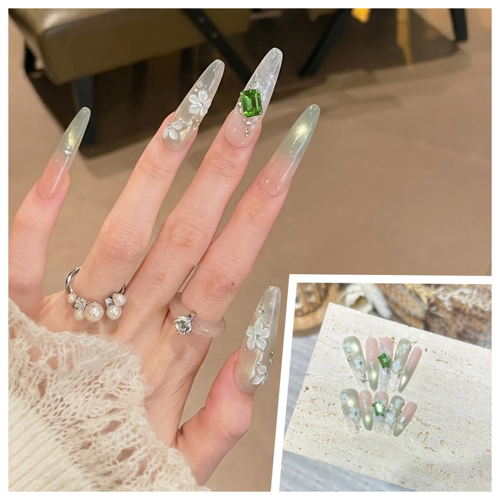 Artistic Stiletto Press-On Nail Set with Charming Patterns Bowlift