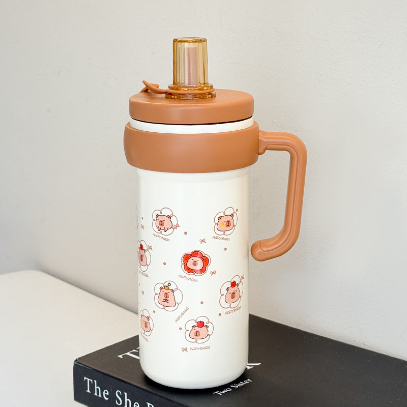 Insulated drinking bottle with integrated straw Bowlift