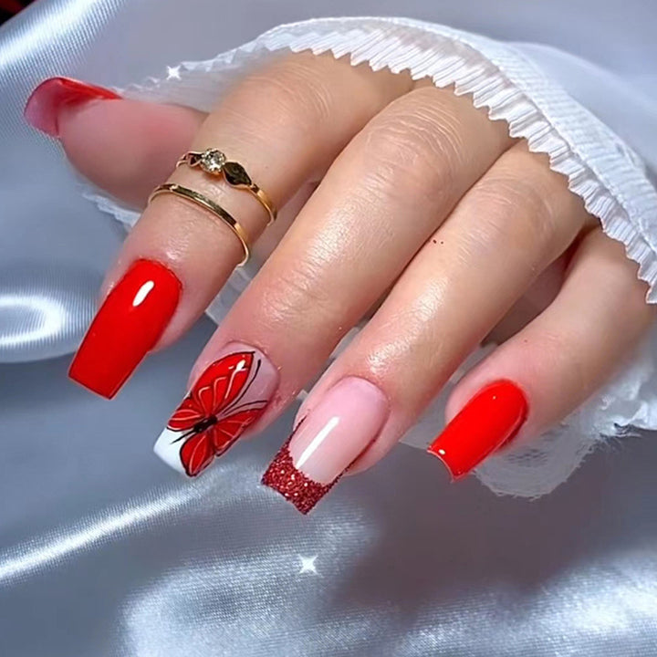 Artistic Butterfly Press-On Nail Art Bowlift