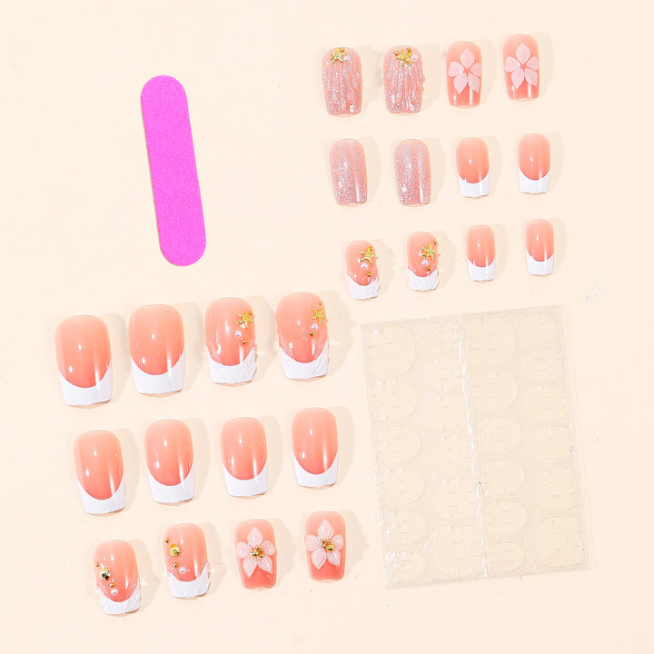 Artistic Floral Acrylic Nail Art Bowlift