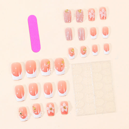 Artistic Floral Acrylic Nail Art Bowlift