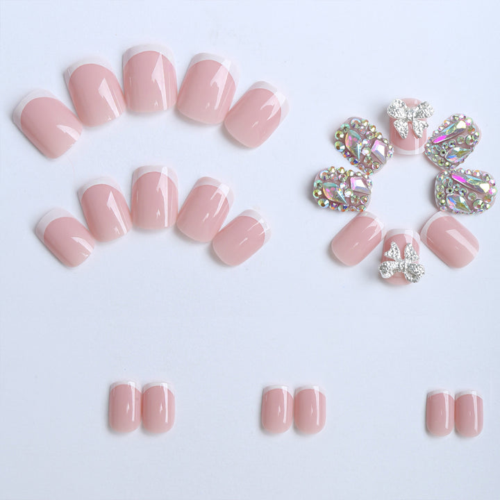 Elegant Gel Nails with Glitter Stone Bowlift