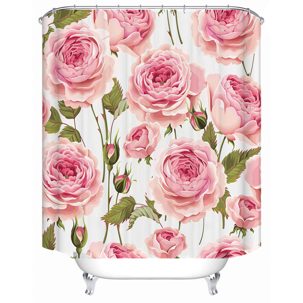 Floral Design Shower Curtain Bowlift