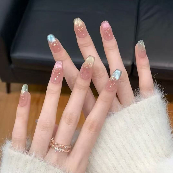 Decorative Press-On Nail Set with Glitter and Rhinestone Accents Bowlift