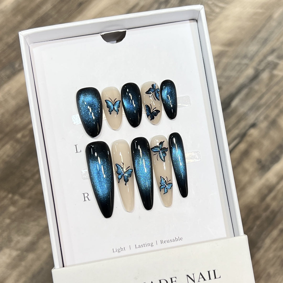 Artistic Butterfly-Accent Press-On Nail Set Bowlift