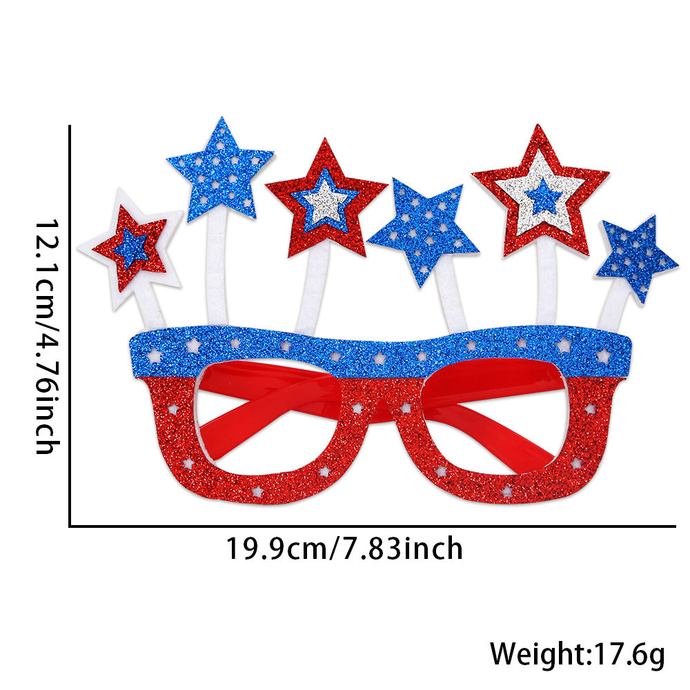 Unisex nan party glasses with USA glitter attachment and round frame Bowlift