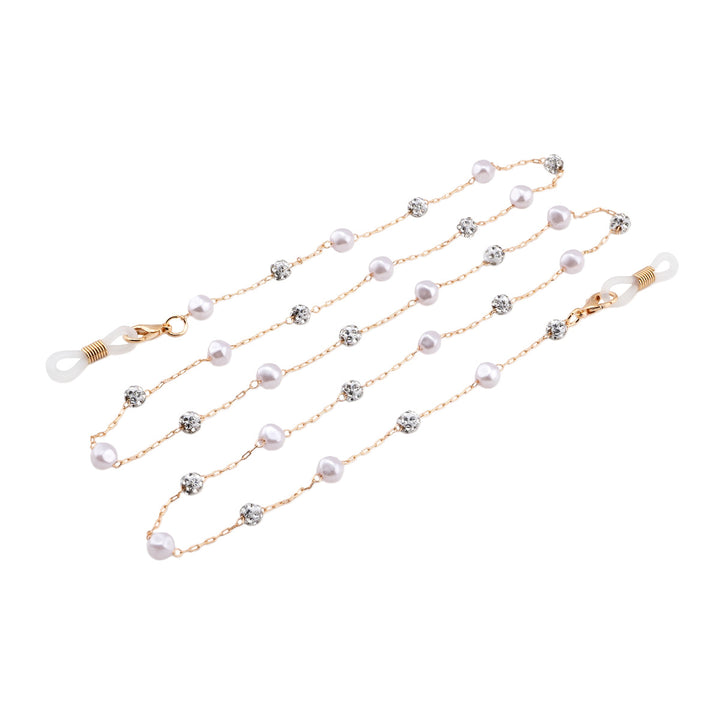 Elegant Crystal and Pearl Eyewear Chain Bowlift
