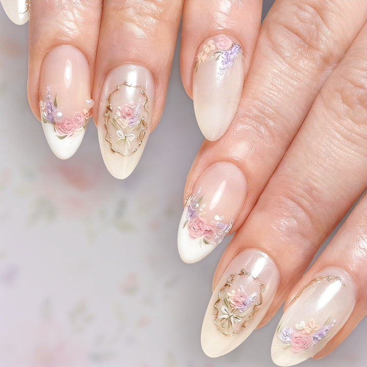 Floral Art Press-On Nail Set Bowlift