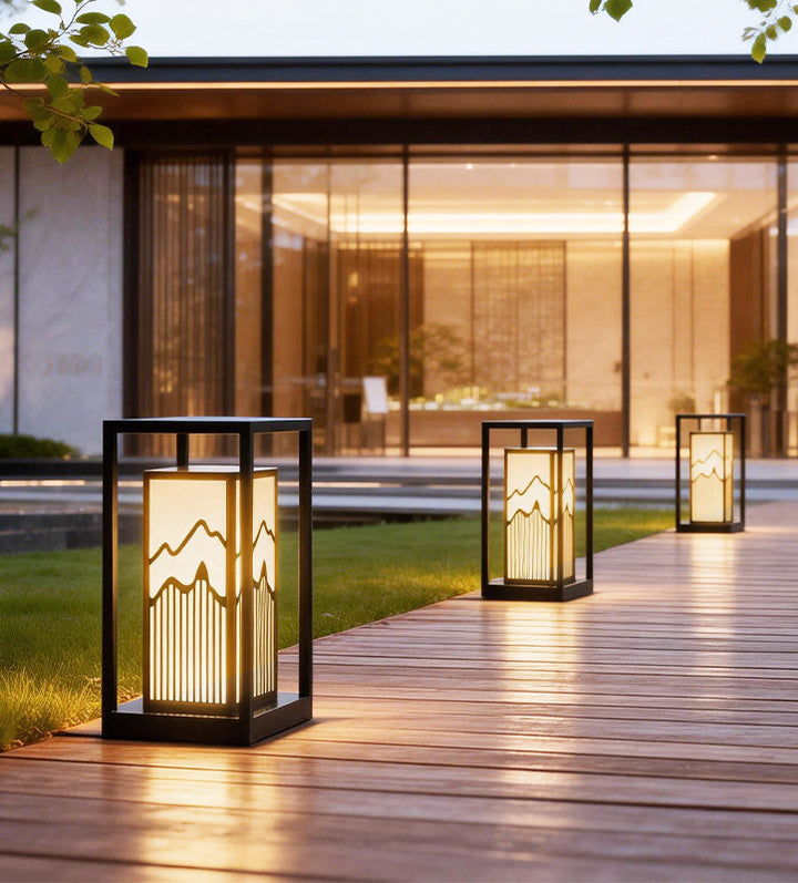Japanese-Inspired LED Outdoor Lantern With Wooden Frame Bowlift