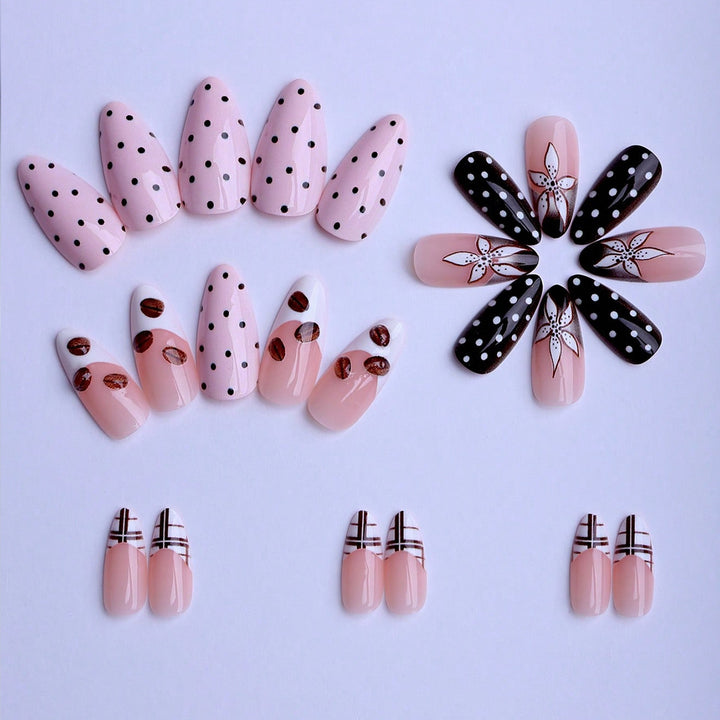 Artificial nails with elegant floral design and creative accents Bowlift