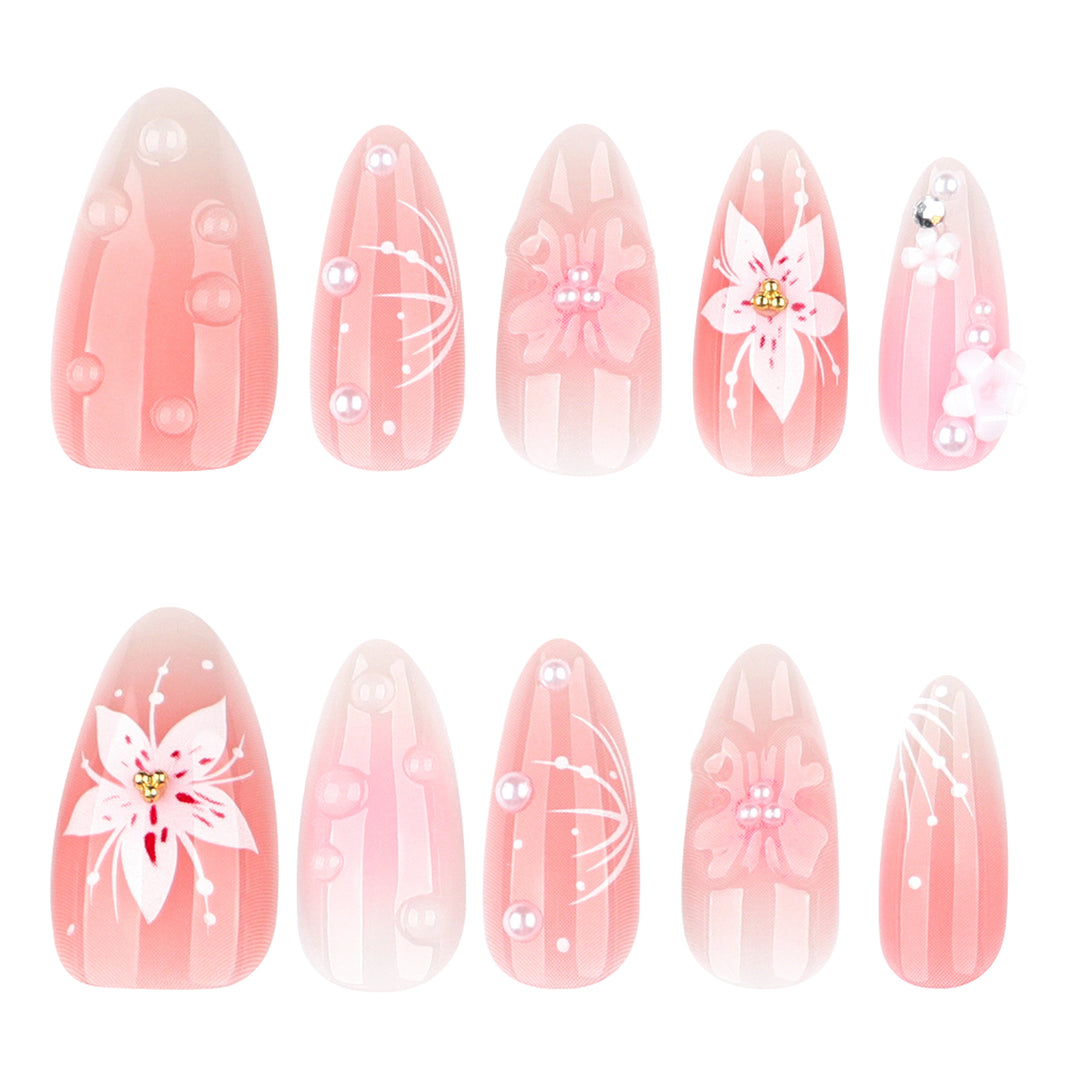 Artistic and creative nail extensions with floral accents Bowlift
