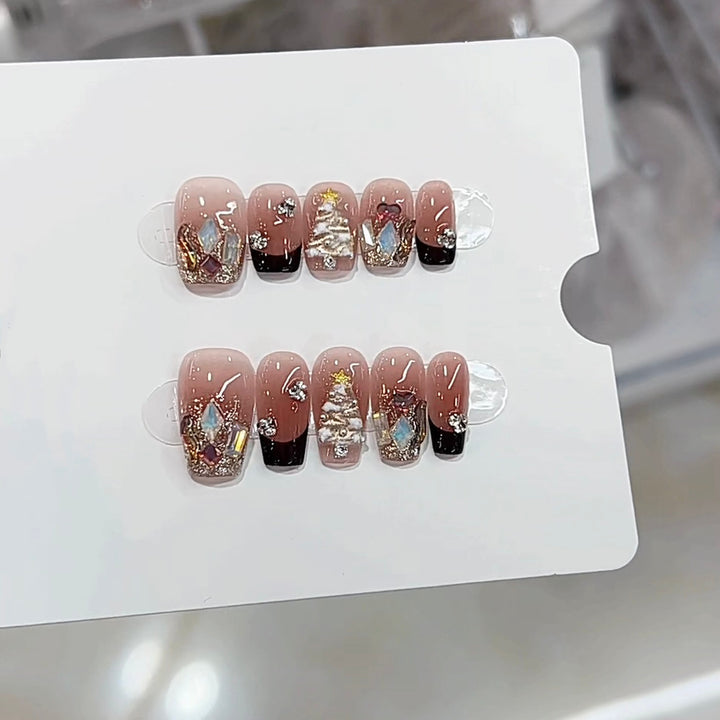 Artistic Holiday-Themed Press-On Nail Set Bowlift