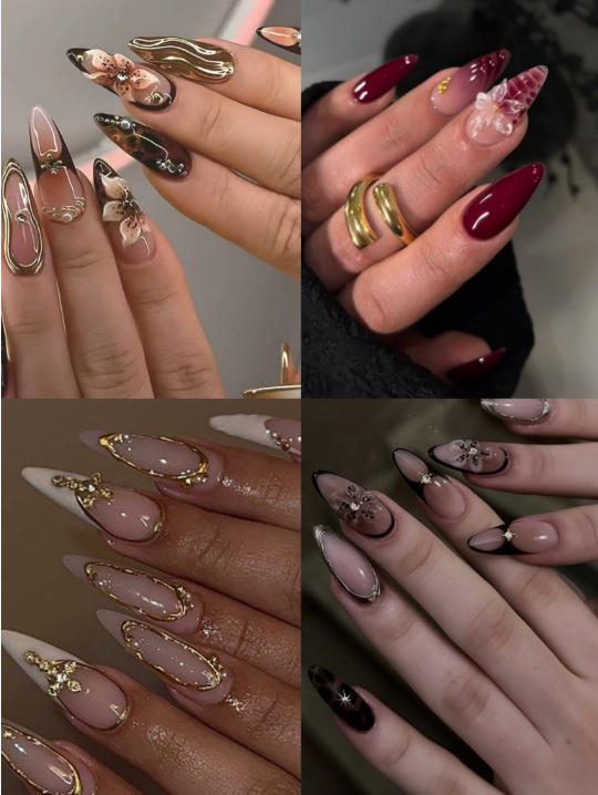 Acrylic Nail Set with Elegant Bows and Glamorous Accent Bowlift