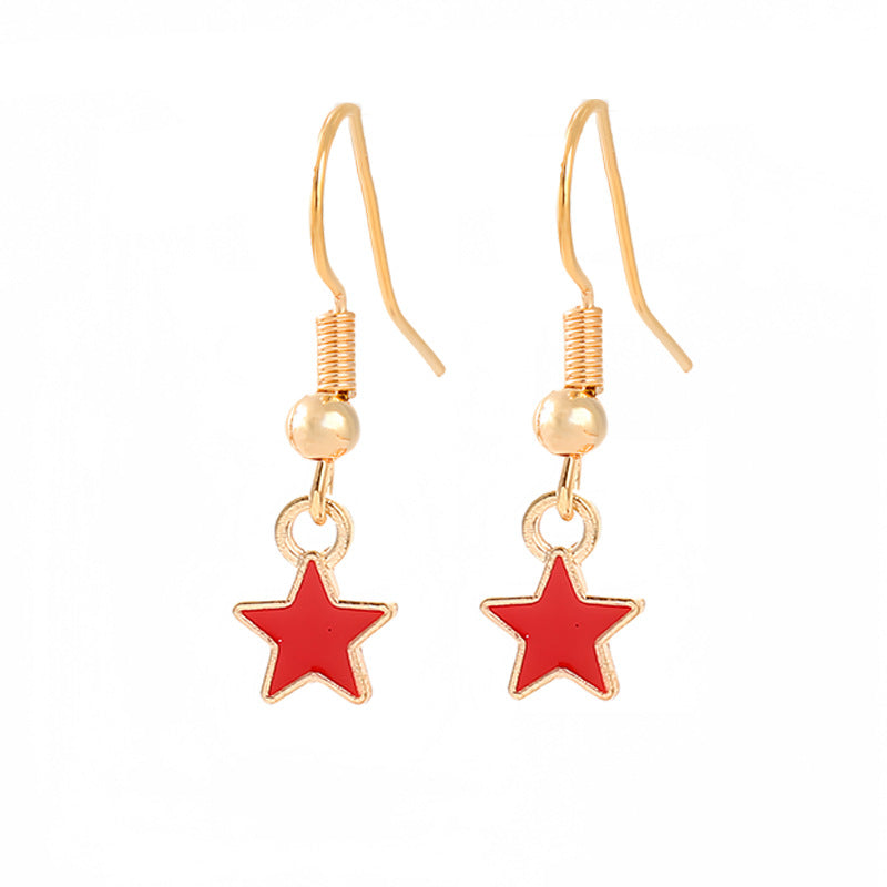 Women's nan patriotic horseshoe enamel dangle earrings with star-accented design and fishhook findings Bowlift