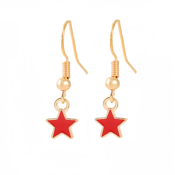 Women nan enamel horseshoe earrings with star motif and fishhook closure Bowlift