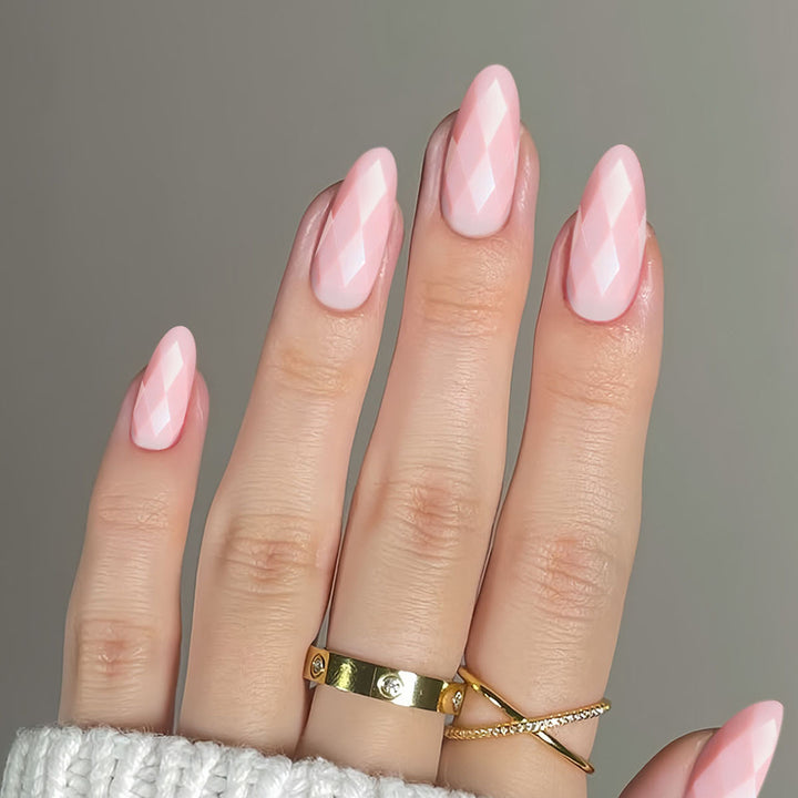 Premium Glossy Diamond-Shaped Press-On Nails Bowlift