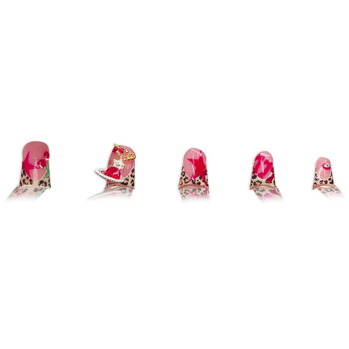 Artistic Leopard Print Press-On Nail Art Bowlift