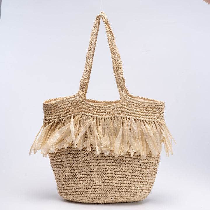 Straw bag with fringes and modern details Bowlift