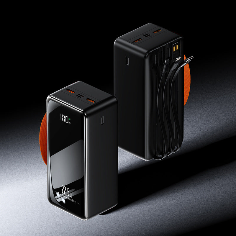 Portable power bank with integrated charging cables and digital display Bowlift