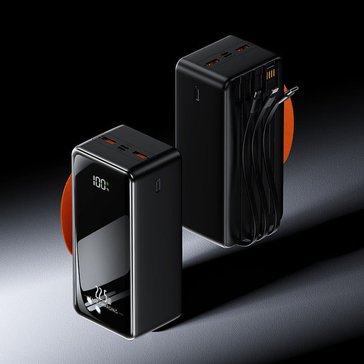 Portable power bank with integrated charging cables and digital display Bowlift