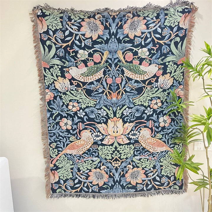 Ornate Floral Tapestry Throw Blanket