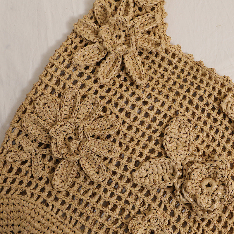 Crocheted shoulder bag with floral appliqués Bowlift