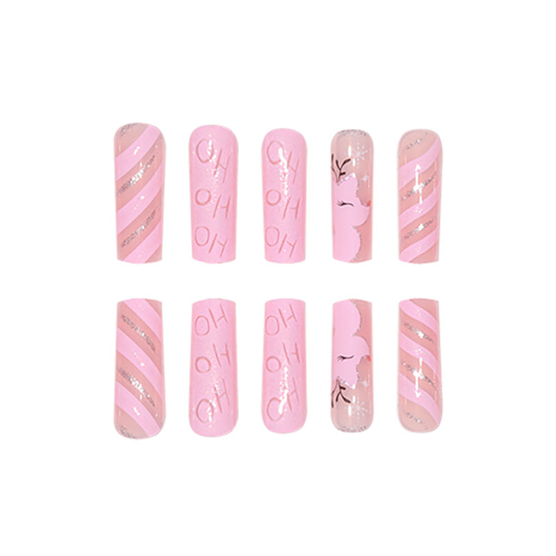 Festive-Themed Glitter Holiday Press-On Nails Bowlift