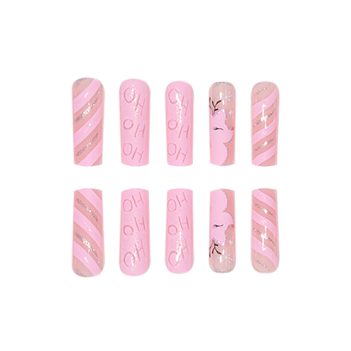 Festive-Themed Glitter Holiday Press-On Nails Bowlift