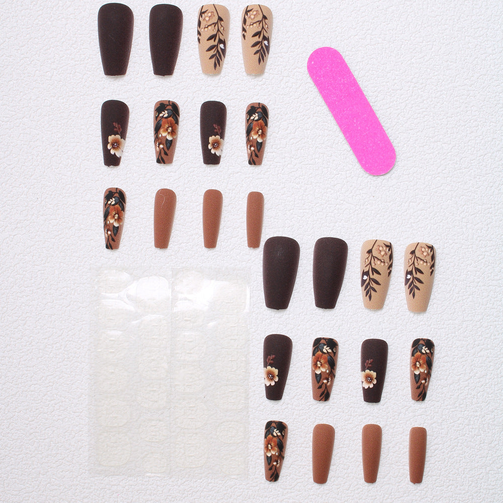 Elegant Floral Matte Press-On Nails Bowlift