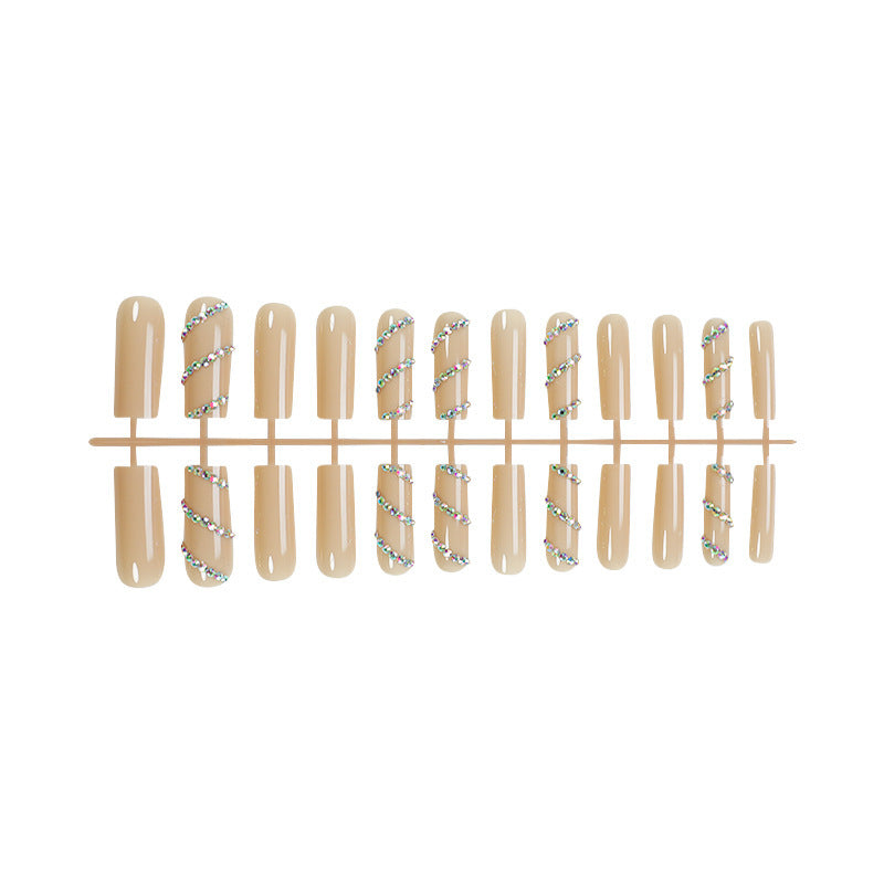 Decorative Press-On Nail Set with Rhinestone Accents Bowlift