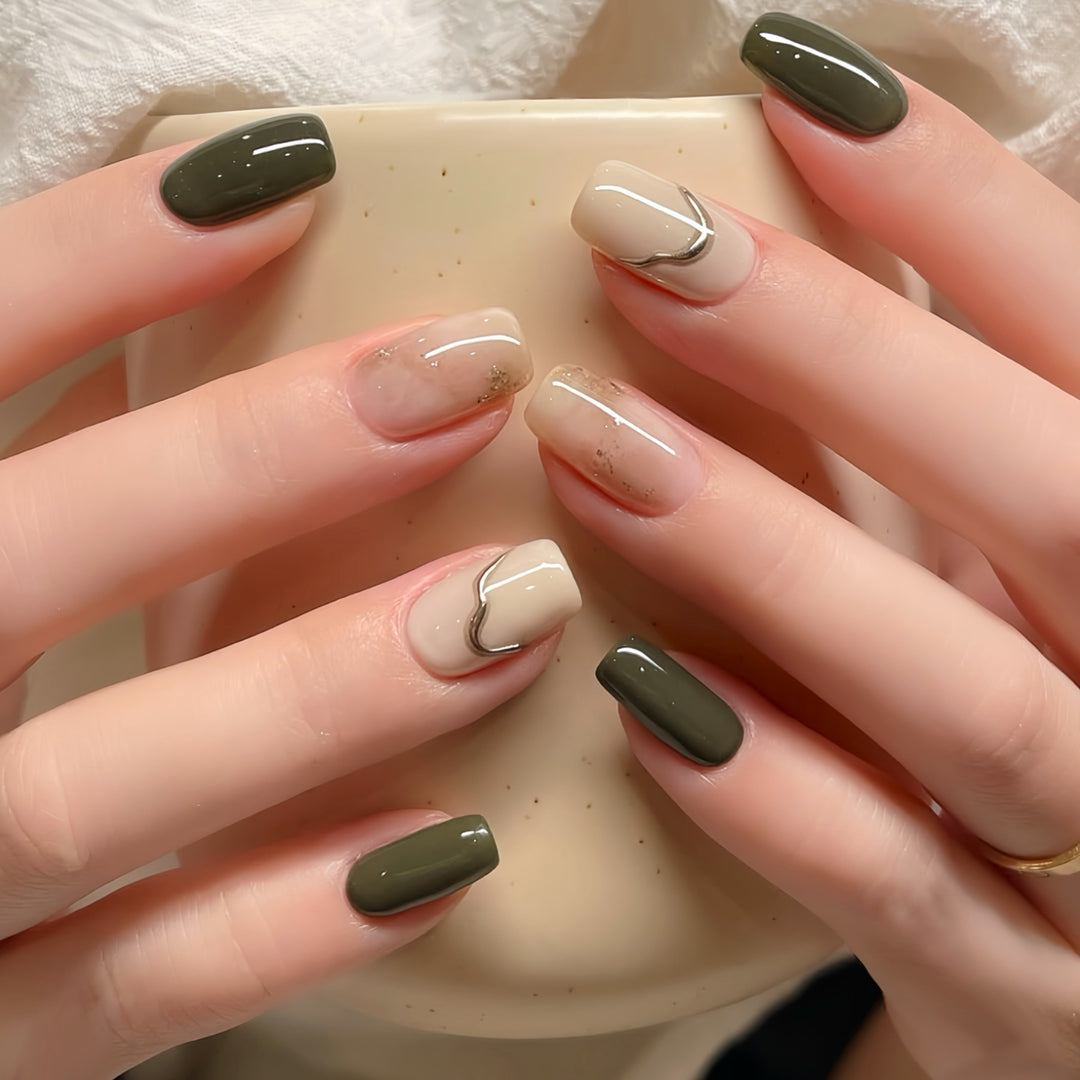 Artistic Press-On Nail Design Bowlift