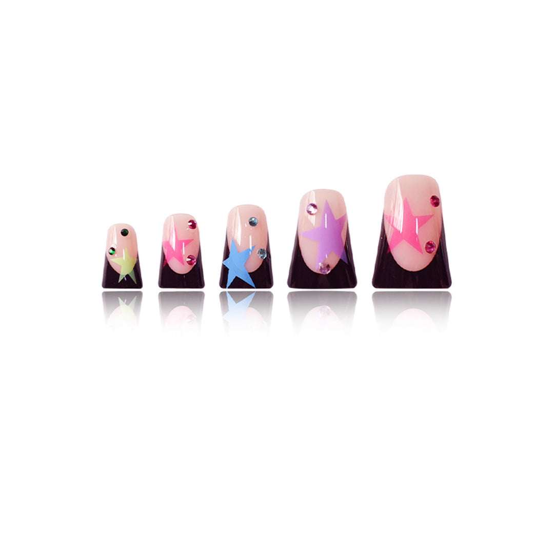 Artistic Stiletto Nail Art Set with Star Accents Bowlift