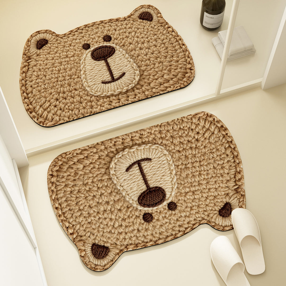 Bear-Shaped Plush Bath Mat