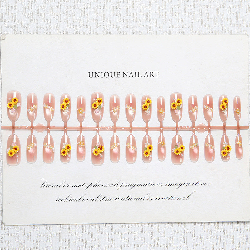 Artificial Nail Set with Luxurious Floral Decorations Bowlift