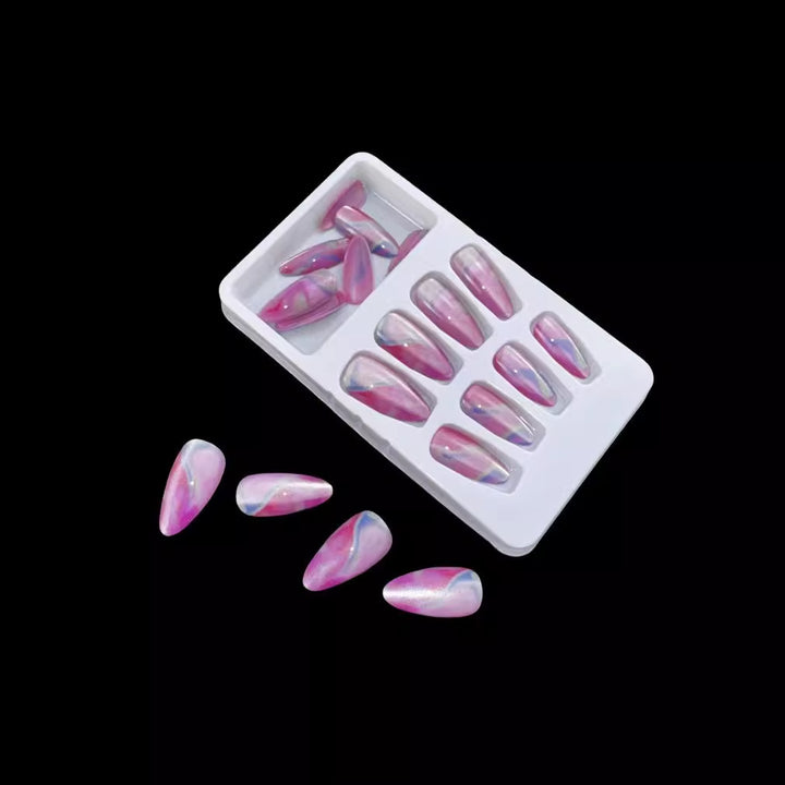Marbled Fantasy Press-On Nail Tips Bowlift