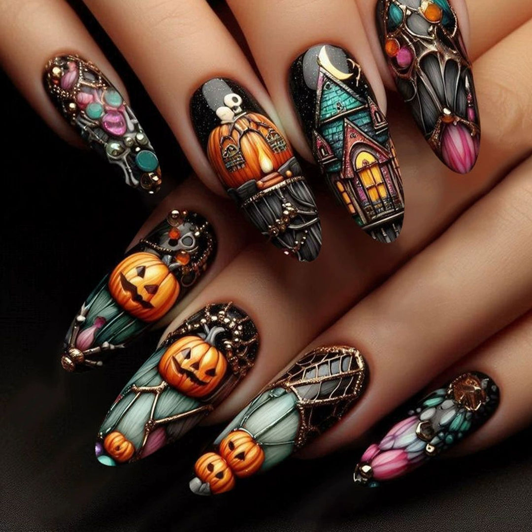 Artistic Halloween Themed Nail Art Bowlift