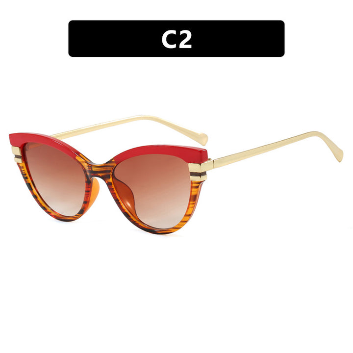 Ladies Cat-Eye Sunglasses with Elegant Metal Accents Bowlift
