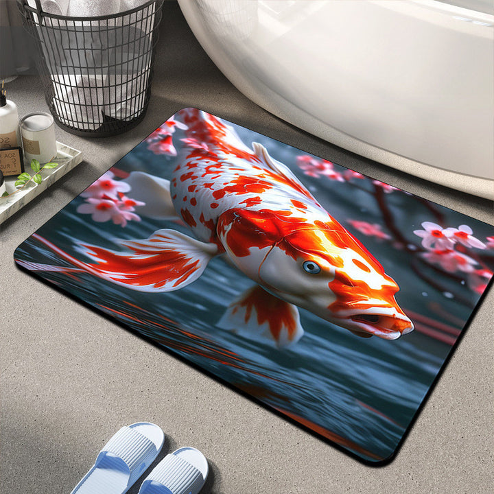 Floral Design Memory Foam Bath Mat Bowlift