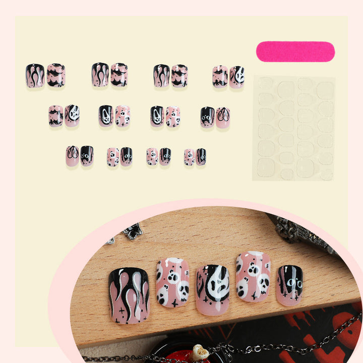Artistic Halloween-Themed Press-On Nail Set Bowlift