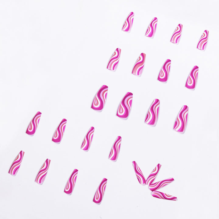 Artistic acrylic nails in ombre design with modern wave patterns Bowlift