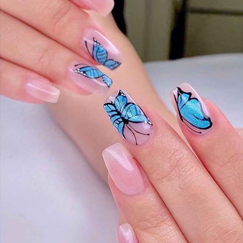 Artificial Nail Art Design with Butterfly Motif Bowlift
