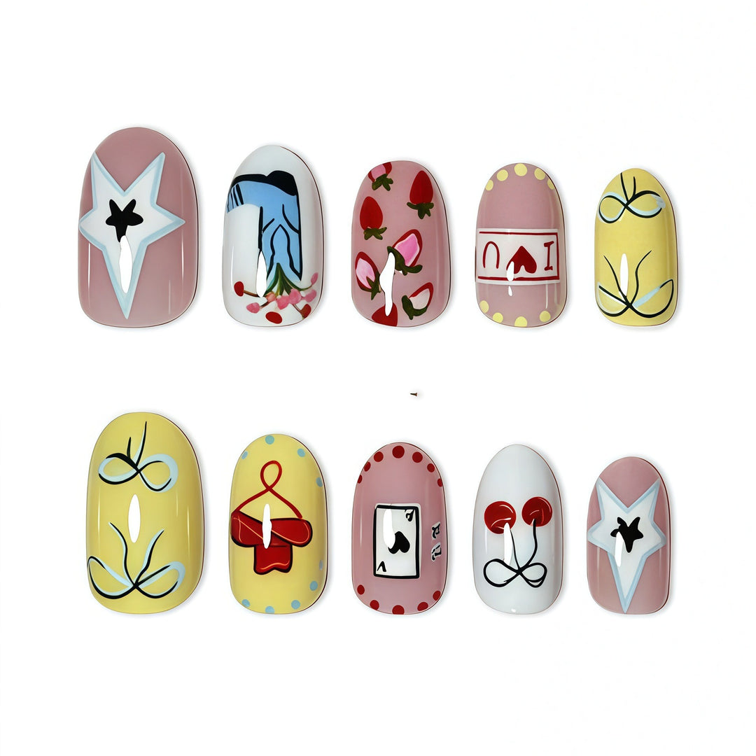 Artistic Cherry Blossom Press-On Nails Bowlift