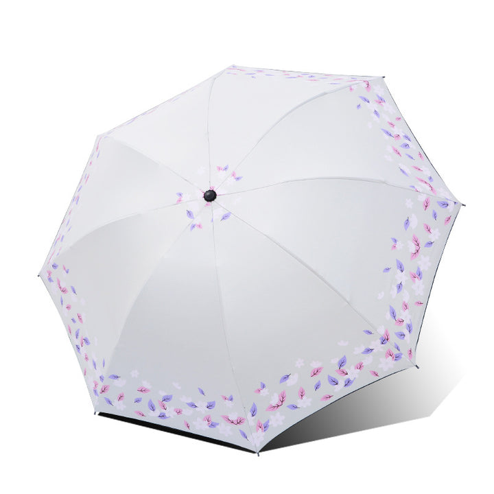 Women's Foldable Umbrella with Floral Finishes Bowlift